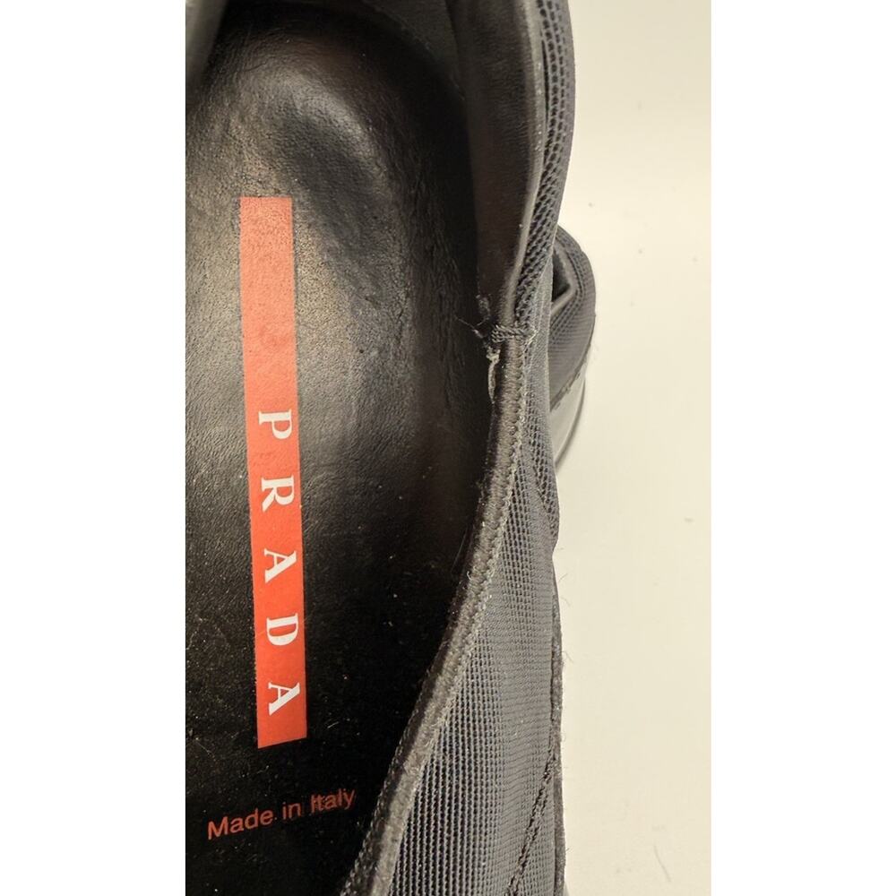Prada Stretch-knit Leather Slip-on Sneakers Black EU 37.5 US 7.5 - Picture 8 of 9